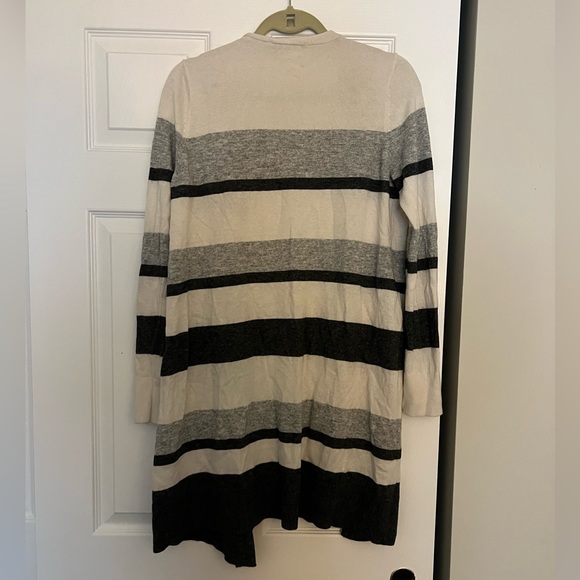 Loft Striped Open Cardigan Grey Colorblock - Picture 5 of 7